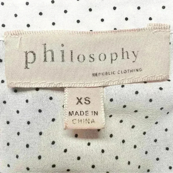 Philosophy Women’s Sheer Black and White Polka Dot Blouse Size XSmall - Picture 9 of 11